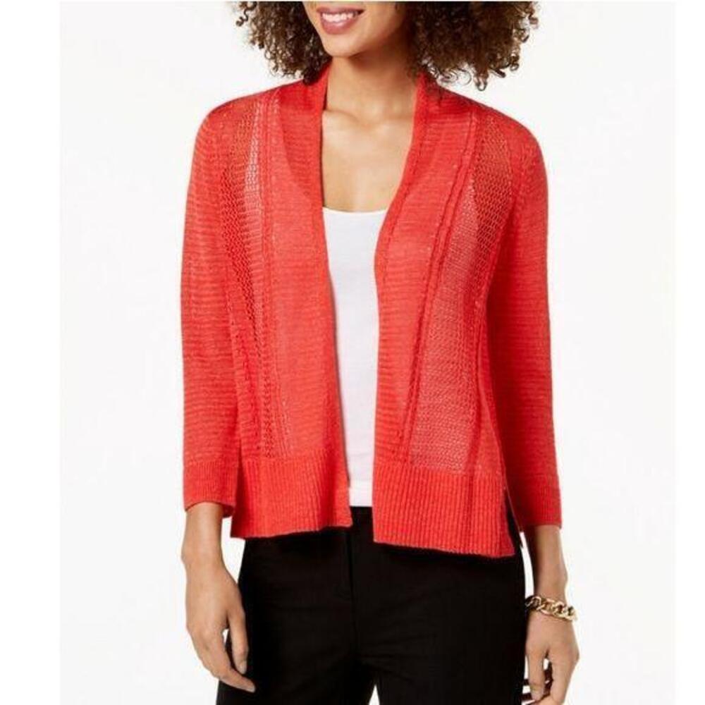 NWT Alfani Petite Cardigan Open-Front Red PP